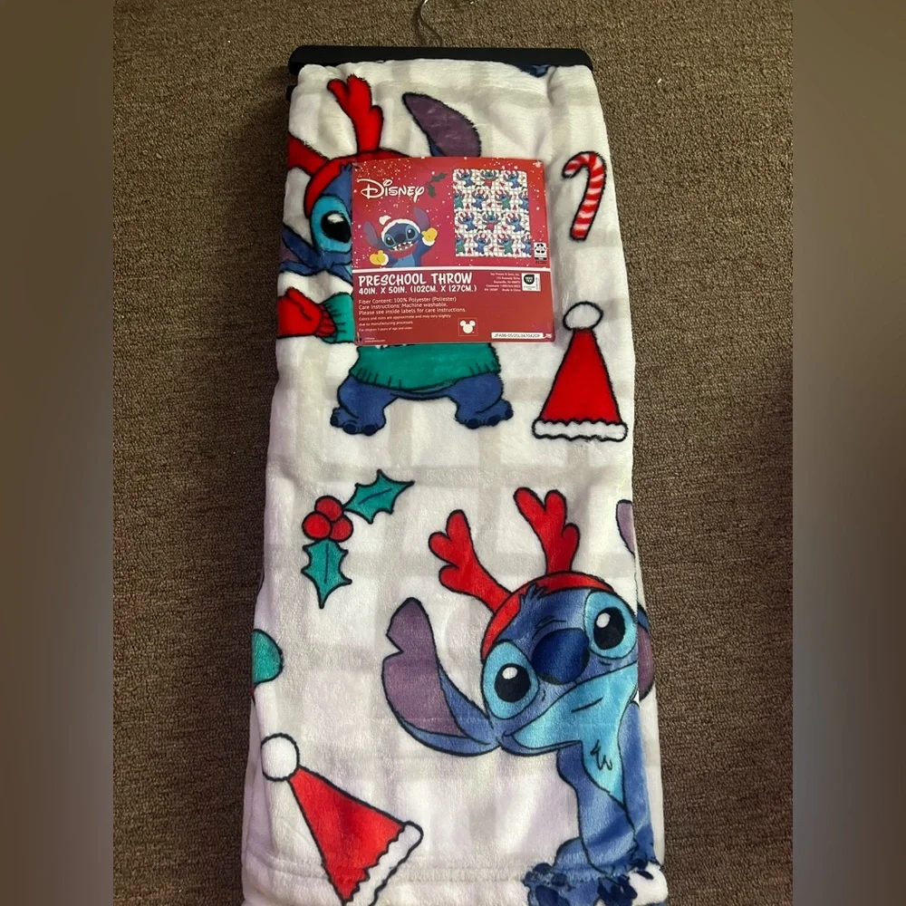 Disney Stitch Holiday throw blanket NWT